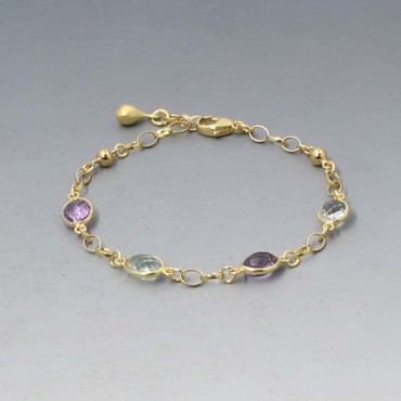 Amethyst and Gold Suffragette Bracelet