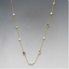 Gold Amethyst Suffragette Necklace