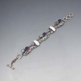 Multi Gem and Biwa Pearl Bracelet