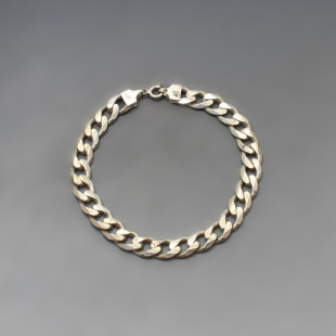 Flat Silver Curb Bracelet 