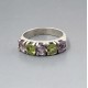 Amethyst Peridot and Silver Suffragette Ring