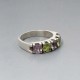 Amethyst Peridot and Silver Suffragette Ring