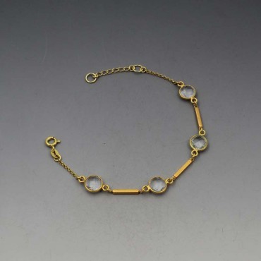 Clear Quartz and Gold Vermeil Bezel Bracelet