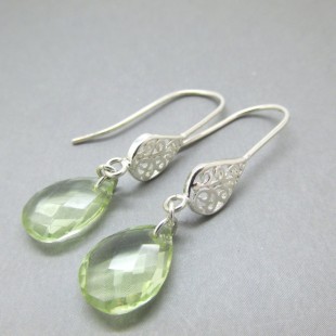 Sparkling Green Amethyst and Sterling Silver Earrings