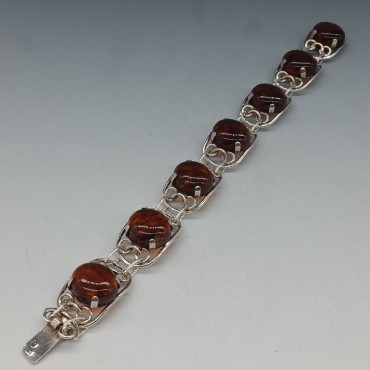 Baltic Amber and Sterling Silver Link Bracelet