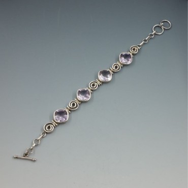 Amethyst and Silver Swirl Bracelet