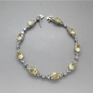 Citrine and Clear Crystal Sterling Silver  Bracelet