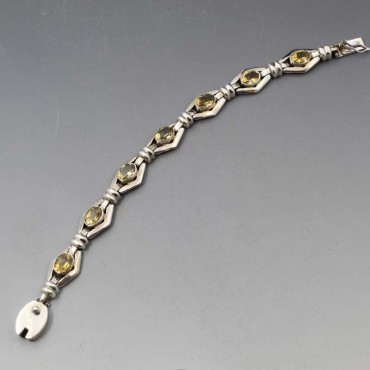 Citrine and Sterling Silver Link Bracelet