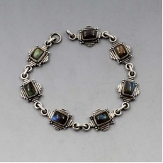 Labradorite Art Deco Silver Bracelet