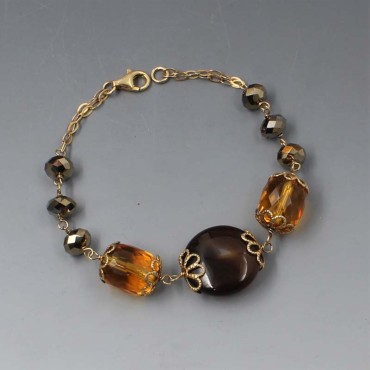 Citrine, Agate and Gold Vermeil Bracelet