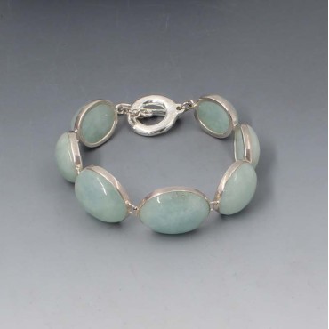 Amazonite Ovals and Sterling Silver Bracelet