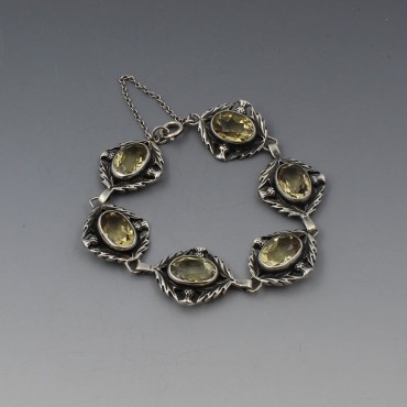 Scottish Oval Citrine and Sterling Silver  Bracelet