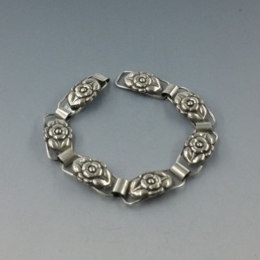 Johannes Torlyk Danish 830 Silver Flower Bracelet