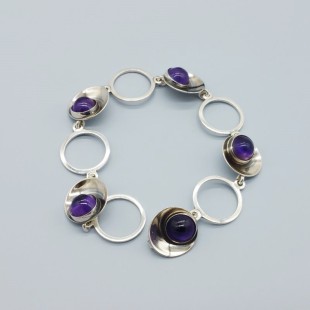 NE FROM Amethyst and Silver Disc Bracelet