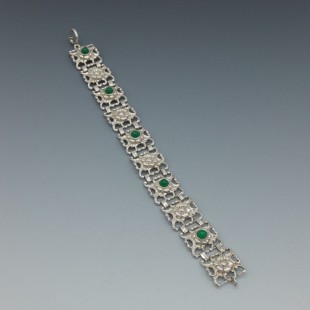 Chrysoprase and Silver Filigree Bracelet