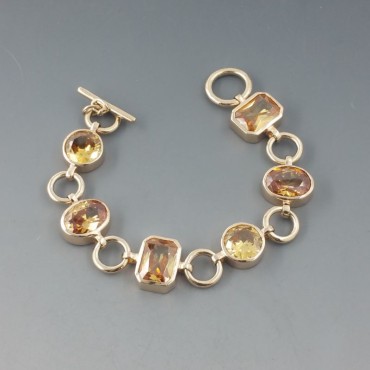 COOLOOK Citrine Cabochon and Light Gold Vermeil Bracelet