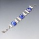  Biwa Pearl, Aquamarine , Venetian Glass Sterling Silver Bracelet