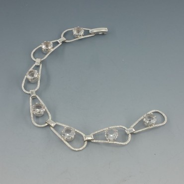 Rock Crystal and Textured Sterling Silver Modernist Bracelet