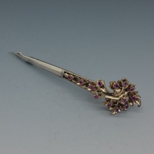 Art Deco 1920's  Amethyst and Silver Flower Brooch