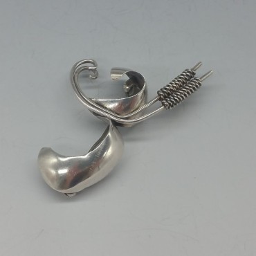  Folmere Denmark Silver Curled Leaf Brooch