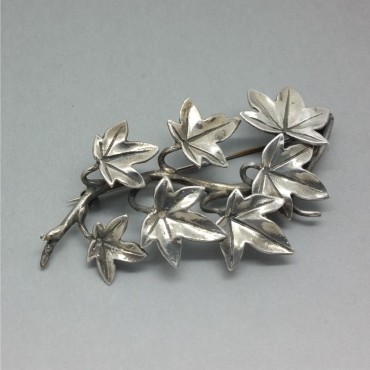 Signed Bernard Instone Sterling Silver Leaf Brooch