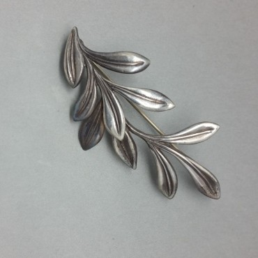 Signed Bernard Instone Sterling Silver Leaf Spray Brooch