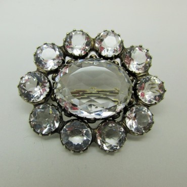 Clear Glass Vintage Flower Brooch