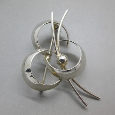 NE FROM silver modernist floral brooch