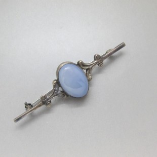 Large Blue Chalcedony Sterling Silver Brooch