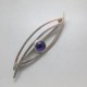 Silver and Amethyst Vintage Modernist Brooch