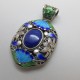 Chinese sterling silver and enamel cabochon pendant