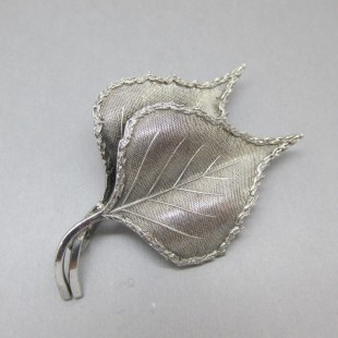 Sterling Silver Double Leaf Brooch