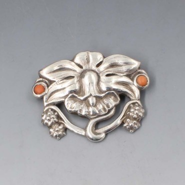 Bernard Hertz, Amber and 826 Silver Brooch