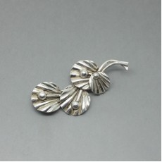 Hermann Siersbol Denmark Textured Silver Floral Brooch