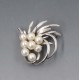 Sterling Silver and Faux Pearl Flower Brooch