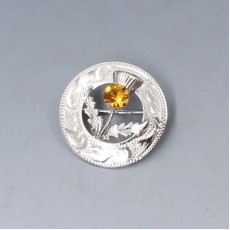 Ward Brothers Citrine Silver Thistle Brooch