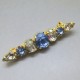 Art Deco Blue and Clear Crystal Costume Brooch