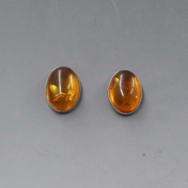 Amber Silver Stud Earrings