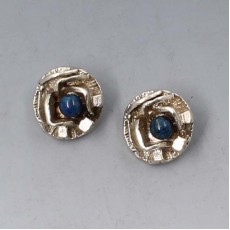 Blue Lapis 835 Silver Modernist Earrings