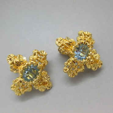 Christian Lacroix Aquamarine Crystal Earrings