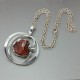  Danish Amber and Sterling Silver Large Modernist Circle Pendant 