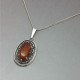 Decorative Baltic Amber and Sterling Silver Pendant