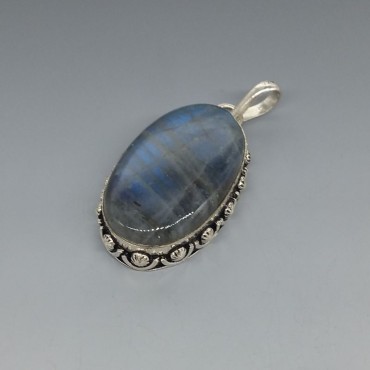 Oval Labradorite and Sterling Silver Pendant