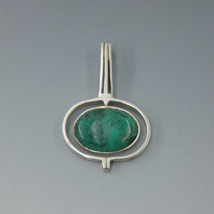 Solid Chrysocolla and Sterling Silver Pendant