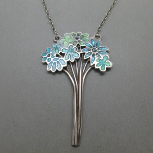 Enamel and Silver Flower Pendant by Norman Grant