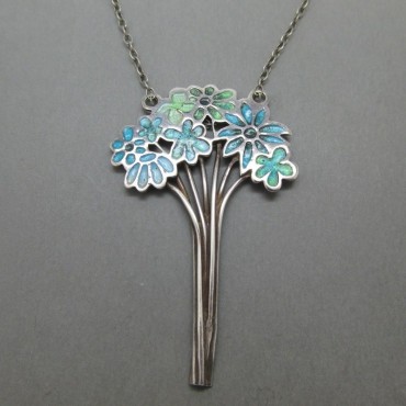 Blue Flower Tree Necklace by Norman Grant