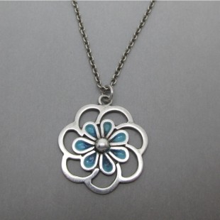 Norman Grant Silver and Enamel Flower Pendant