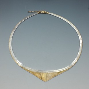 Fine Italian Sterling Silver and Gold Vermeil Modernist Necklace