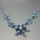 Stunning  Blue Aurora Borealis Crystal Flower Necklace