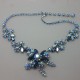 Stunning Blue Aurora Borealis Crystal Silver Tone Flower Necklace